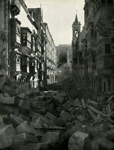 第二次世界大戦、1942年1944年のマルタの通りへの爆弾の損傷。