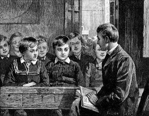 アメリカンサンデースクールでの男子クラス、1890年 作： Unbekannt