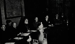 1944年、1945年のクリスマスの日、イギリスとギリシャの大臣がアテネで協議します。 作： Unbekannt