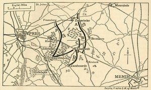 イープルの最初の戦い、第一次世界大戦、1914年、c1920年の前のイギリスの陣地。 作： Unbekannt