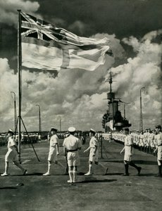 空母、第二次世界大戦、c1943の甲板上のイギリスの船員。