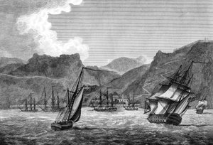1817年のセントヘレナ沖のイギリス船