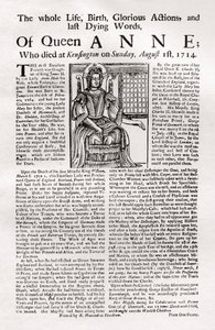 ブロードサイドはアン女王の死について出版、1906年1714年 作： Unbekannt