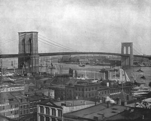 ブルックリンブリッジ、ニューヨーク、アメリカ合衆国、c1900。 作： Unbekannt