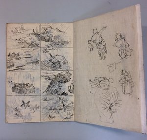 人生と絵画の後に描かれた筆とインクのドローイング、1895年。 作： Unbekannt