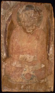 光輪と炎の体のマンドルラを持つ仏像、6 ～ 7 世紀。 作： Unbekannt