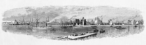 1883年の防波堤からのバッファローハーバー 作： Unbekannt