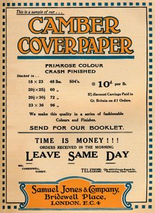 キャンバーカバーペーパー-サミュエルジョーンズ＆会社の広告、1919年