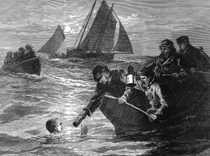 1875年にイギリス海峡を泳いだ最初の男、キャプテンマシューウェッブ 作： Unbekannt