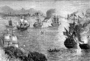 モーガン船長、スペイン艦隊を敗北、1660年代c1880 作： Unbekannt