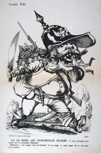 プロイセンのヴィルヘルム1世の風刺画、日仏戦争、1870年から1871年。