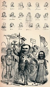 フランクフォートでの全国会議のメンバーとプロイセンのクロイツ・ツァイトゥングPの似顔絵 作： Unbekannt