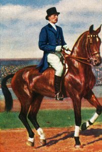 彼の馬に乗っているドイツのカールフォンランゲン、デアデビル、1928年。 作： Unbekannt