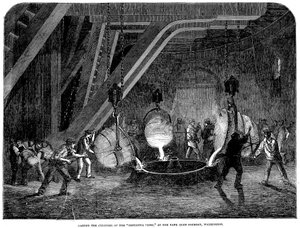 1851年、ウォリントンのバンクキーファウンドリーでブリタニアプレスのシリンダーを鋳造 作： Unbekannt