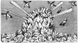 鳥の捕獲、14世紀1849 作： Unbekannt