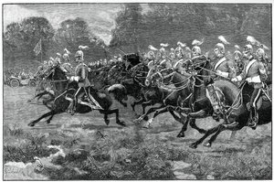 第5および第7竜騎兵衛兵の任務、ウィンザーパークでのレビュー、1900年 作： Unbekannt