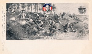 1898年6月24日、ラQuasinaの待ち伏せでのスペイン人に対するラフライダーの突撃 作： Unbekannt