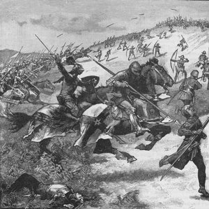 ノーサンバーランド州ホミルドンヒルの戦いでのスコットランドの突撃、1402年1905年 作： Unbekannt