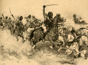 インドのシンド、ミアニミーニーの戦いでの騎兵の突撃、1843年1890年。 作： Unbekannt