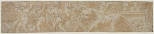 アモリーニ直腸でライオンズが描いたチャリオット 部分的な建築研究の裏面、1500年代前半。