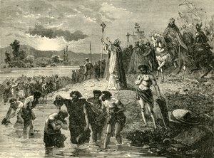 サクソン人がウェザーで洗礼を受けたシャルルマーニュ、782AD。 1890 作： Unbekannt