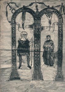 チャールズ大王とその妻、初期の肖像画の後、c775、1907 作： Unbekannt