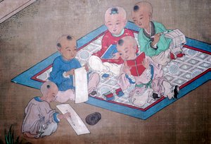 遊ぶ子供たち、日本画、18世紀 作： Unbekannt