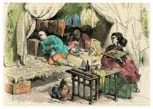 中国のアヘン喫煙者、19世紀 作： Unbekannt