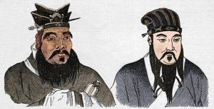 孔子とその偉大な信者メンキウスの中国の肖像、1907 作： Unbekannt