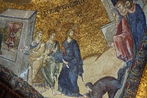 チョーラ教会博物館：女性がイエスに健康回復を願う様子を描いたモザイク画 トルコ・イスタンブール 作： Unbekannt