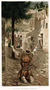 カペナウムでハンセン病患者を癒すキリスト、c1890 作： Unbekannt