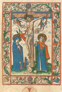 天使と共に十字架につけられたキリスト、1483年。 作： Unbekannt