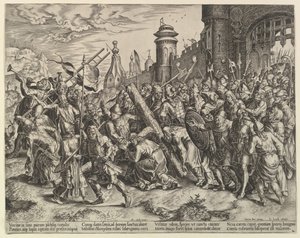 カルバリーへ向かう途中のキリスト、ca。 1560年。 作： Unbekannt