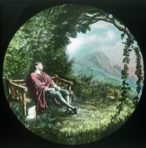 クリスチャンは待合室で休んで、巻物を失いました（c1910）。 作： Unbekannt