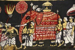 スリランカ・キャンディの聖なる仏陀の歯の遺物巡礼を描いた布プリント パリ フランス 作： Unbekannt