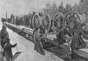 南アフリカの植民地部隊、1900年：1901年、オタワに連行するカナダ軍砲兵隊。 作： Unbekannt