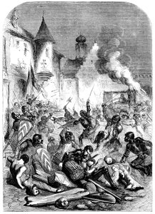 リモージュの広場で英語騎士とフランス騎士の戦闘 作： Unbekannt