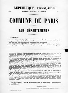 1871年5月のパリのコミューンのフランスの政治ポスターからのコミューンドパリ 作： Unbekannt