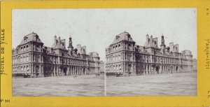 パリのコミューン（1871年）：市庁舎の風景。匿名の写真撮影。厚紙にプリント Dim.17x7 cm 作： Unbekannt
