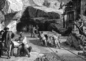 アルプス山脈の下にある聖ゴッタルドトンネルの建設、1880年