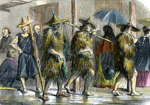 香港のクーリー、雨天、c1875 作： Unbekannt