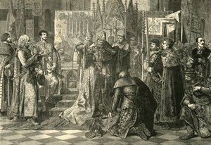 1370年、1890年、ハンガリー国王ルイ1世のポーランド王としての戴冠式。 作： Unbekannt