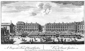コベントガーデン、ロンドン、1753年の正方形の中心に屋台を表示 作： Unbekannt