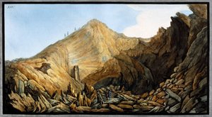 小山」の円錐形の中のクレーター、ヴェスヴィオ山、ナポリ王国、1761年頃 作： Unbekannt