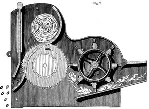 イーライホイットニーの断面1765-1825綿の洗浄用鋸鋸、1865年 作： Unbekannt