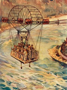 ケーブルカーでナイアガラの滝を渡る、c1930。 作： Unbekannt