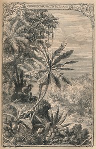 クルーソーが島でヤギを発見、c1870 作： Unbekannt