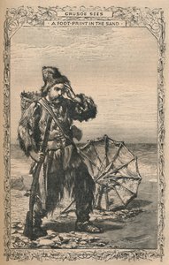 クルーソーは砂に足跡を見る、c1870