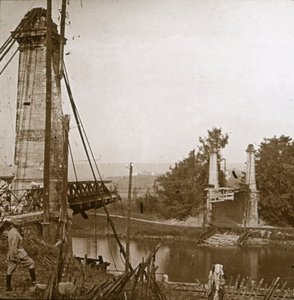 破損した橋、ドーマン、フランス北部、c1914-c1918 作： Unbekannt