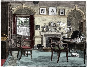 ダーウィンは1883年、ケント州ベッケナムの近くにある彼の家、ダウンハウスで勉強します。